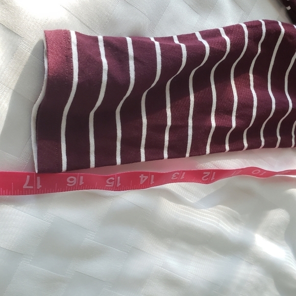Talbots Boat Neck Burgundy Striped Quarter Sleeve Women's Top Size SP - Picture 6 of 6